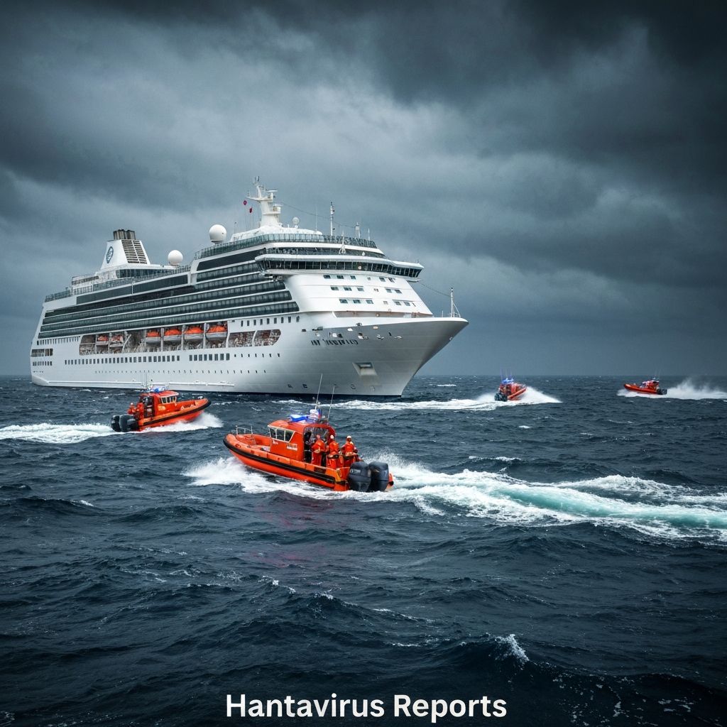 MV Hondius cruise ship at sea during hantavirus outbreak emergency response